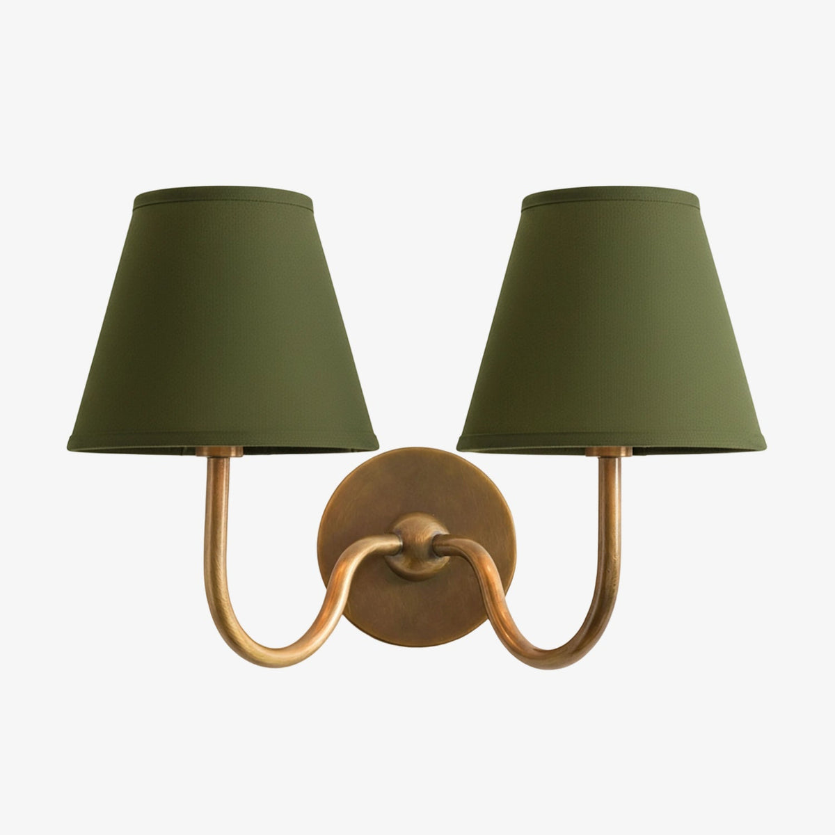 Wall Lamp Traditional with Double Fabric Shade and Curved Arms