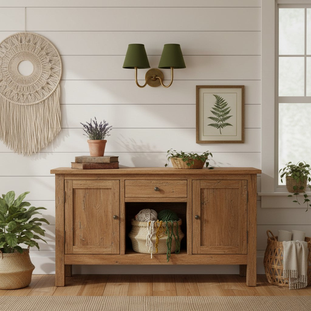 Wall Lamp Traditional with Double Fabric Shade and Curved Arms