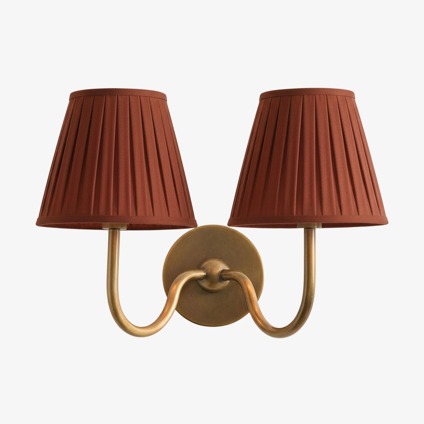 Wall Lamp Traditional with Double Fabric Shade and Curved Arms