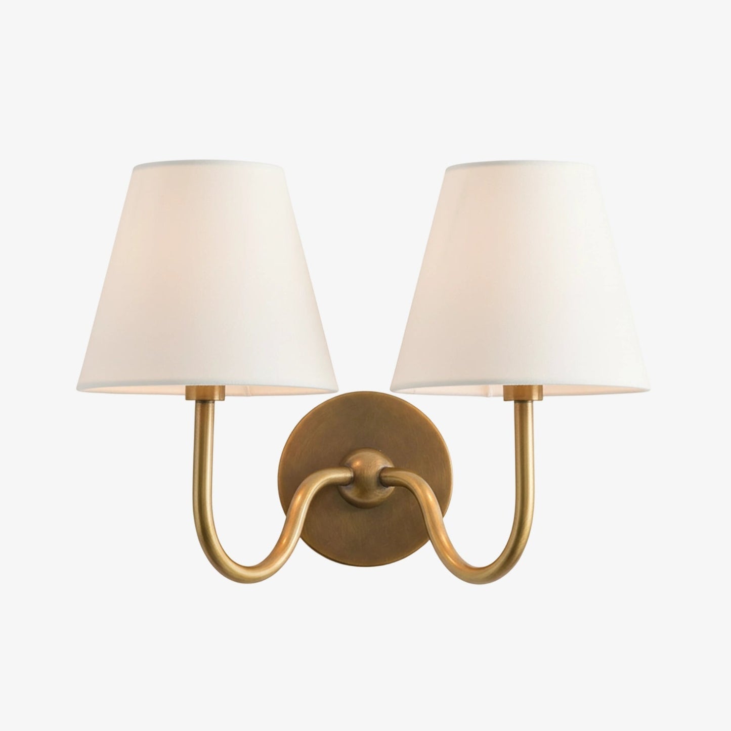 Wall Lamp Traditional with Double Fabric Shade and Curved Arms
