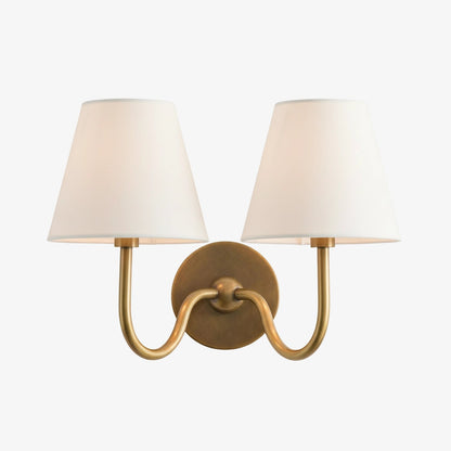 Wall Lamp Traditional with Double Fabric Shade and Curved Arms