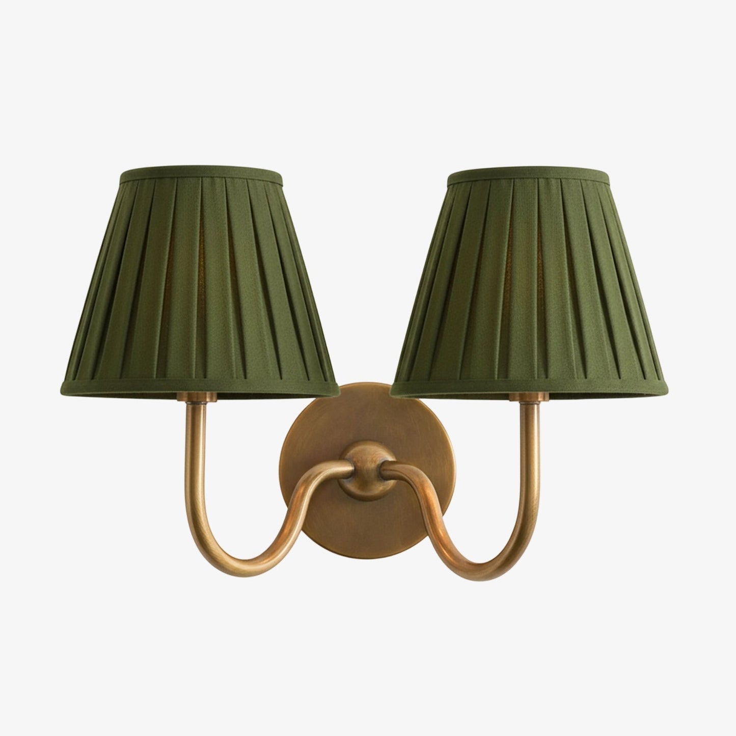 Wall Lamp Traditional with Double Fabric Shade and Curved Arms