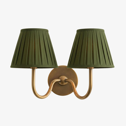Wall Lamp Traditional with Double Fabric Shade and Curved Arms