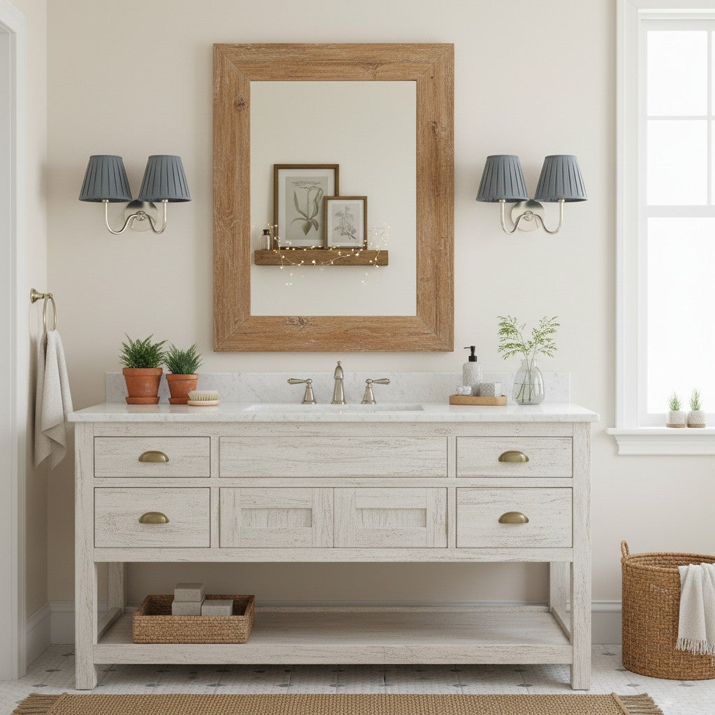 Wall Lamp Traditional with Double Fabric Shade and Curved Arms