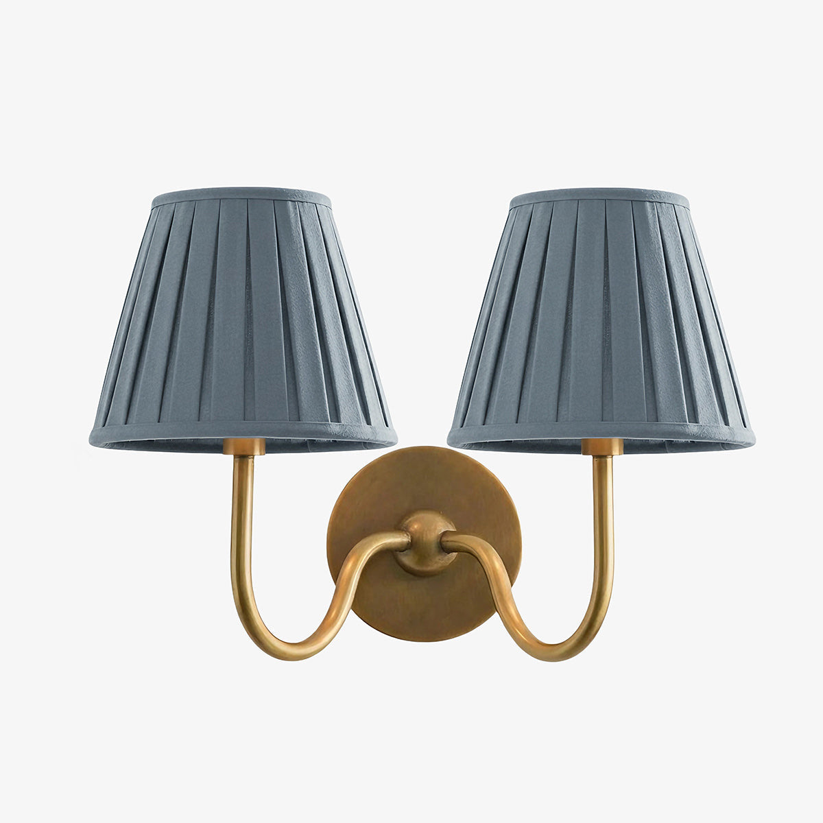 Wall Lamp Traditional with Double Fabric Shade and Curved Arms