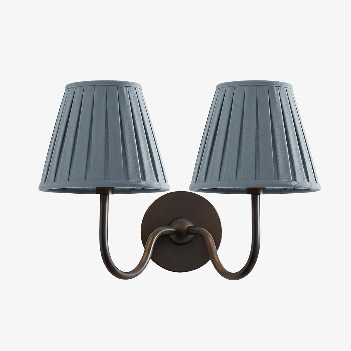 Wall Lamp Traditional with Double Fabric Shade and Curved Arms