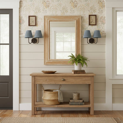 Wall Lamp Traditional with Double Fabric Shade and Curved Arms