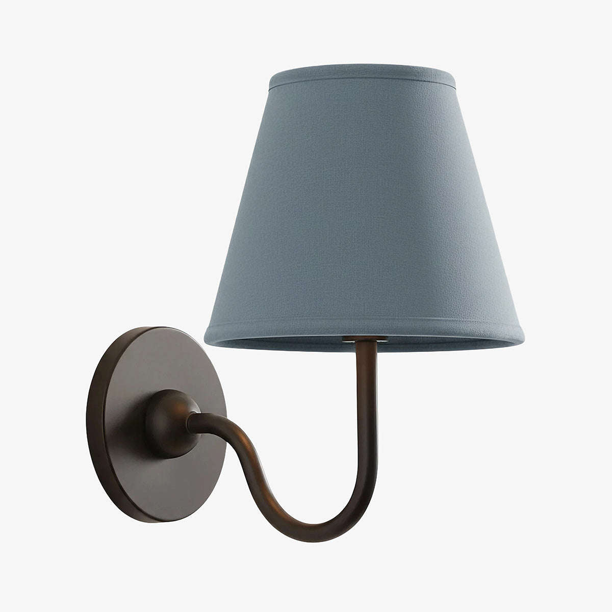 Wall Lamp Traditional with Double Fabric Shade and Curved Arms