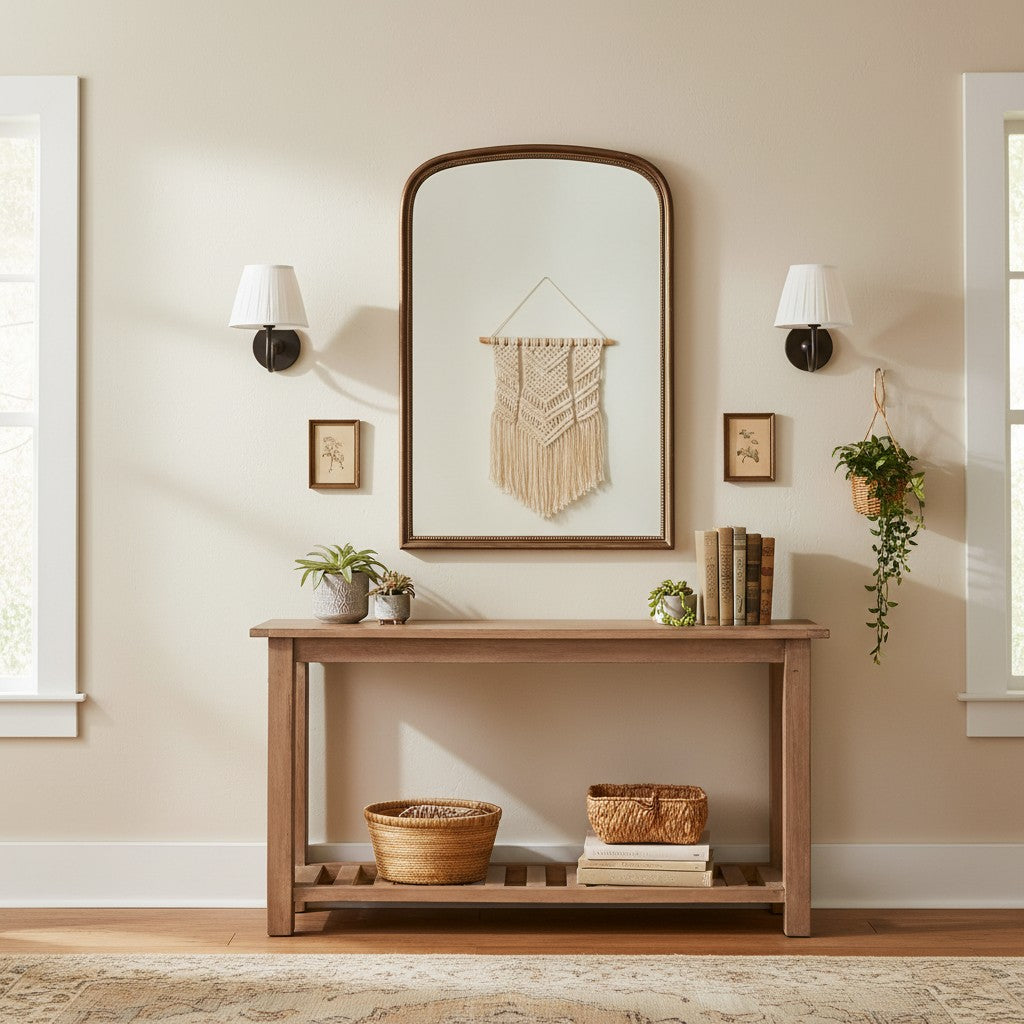 Wall Lamp Traditional with Double Fabric Shade and Curved Arms