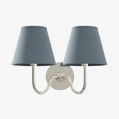 Wall Lamp Traditional with Double Fabric Shade and Curved Arms