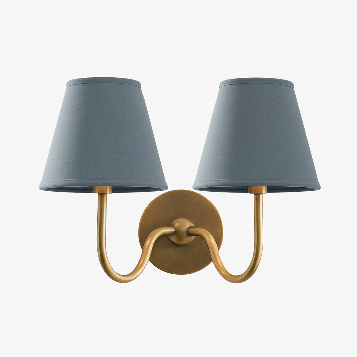 Wall Lamp Traditional with Double Fabric Shade and Curved Arms