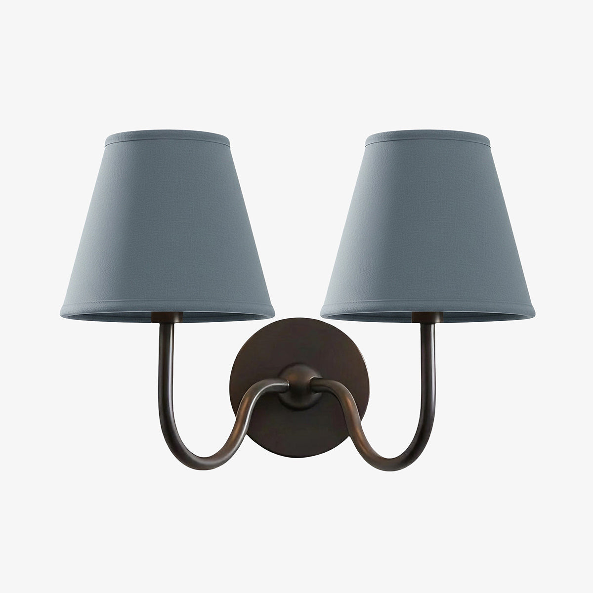 Wall Lamp Traditional with Double Fabric Shade and Curved Arms