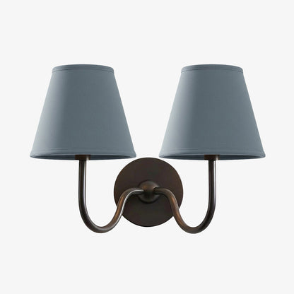 Wall Lamp Traditional with Double Fabric Shade and Curved Arms