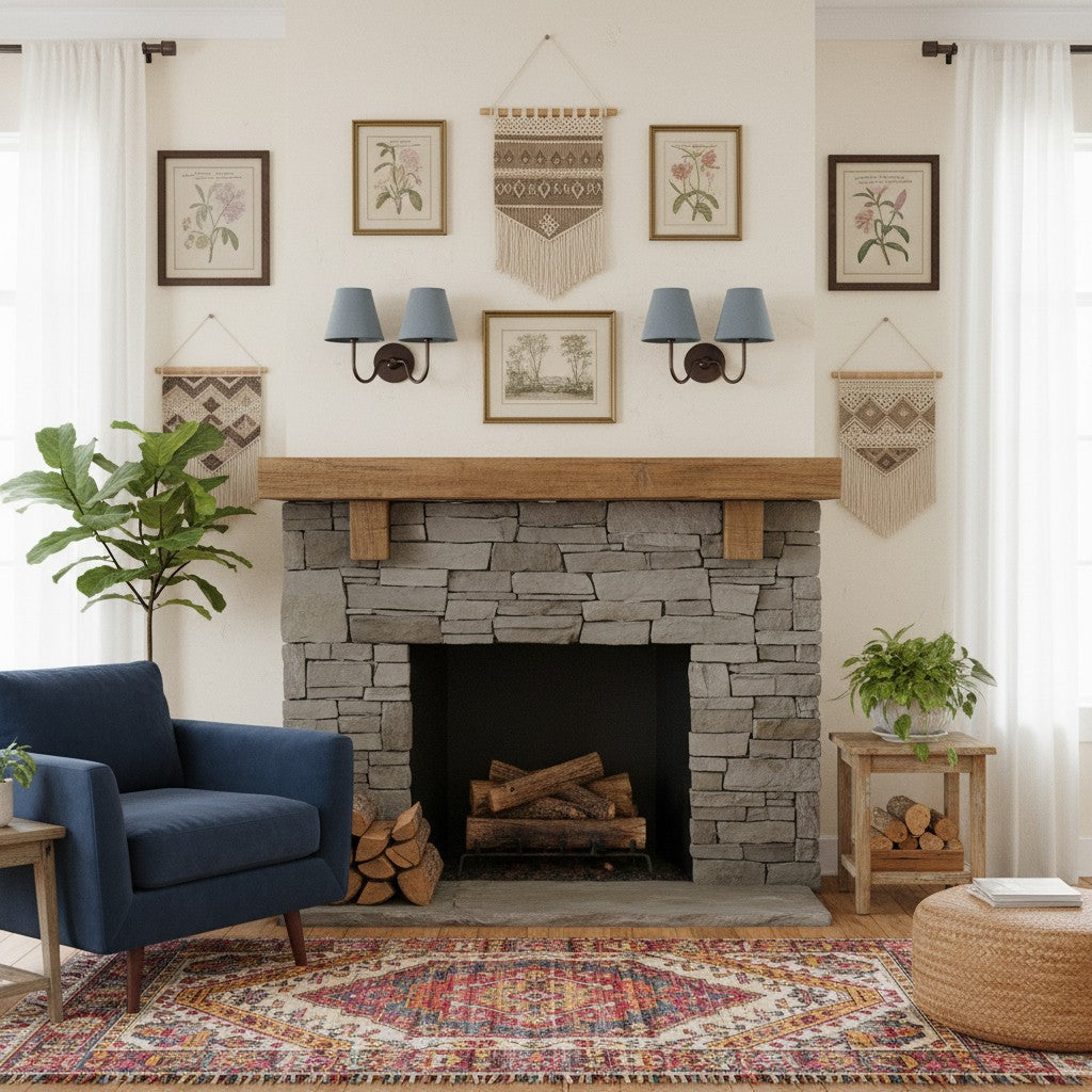 Wall Lamp Traditional with Double Fabric Shade and Curved Arms