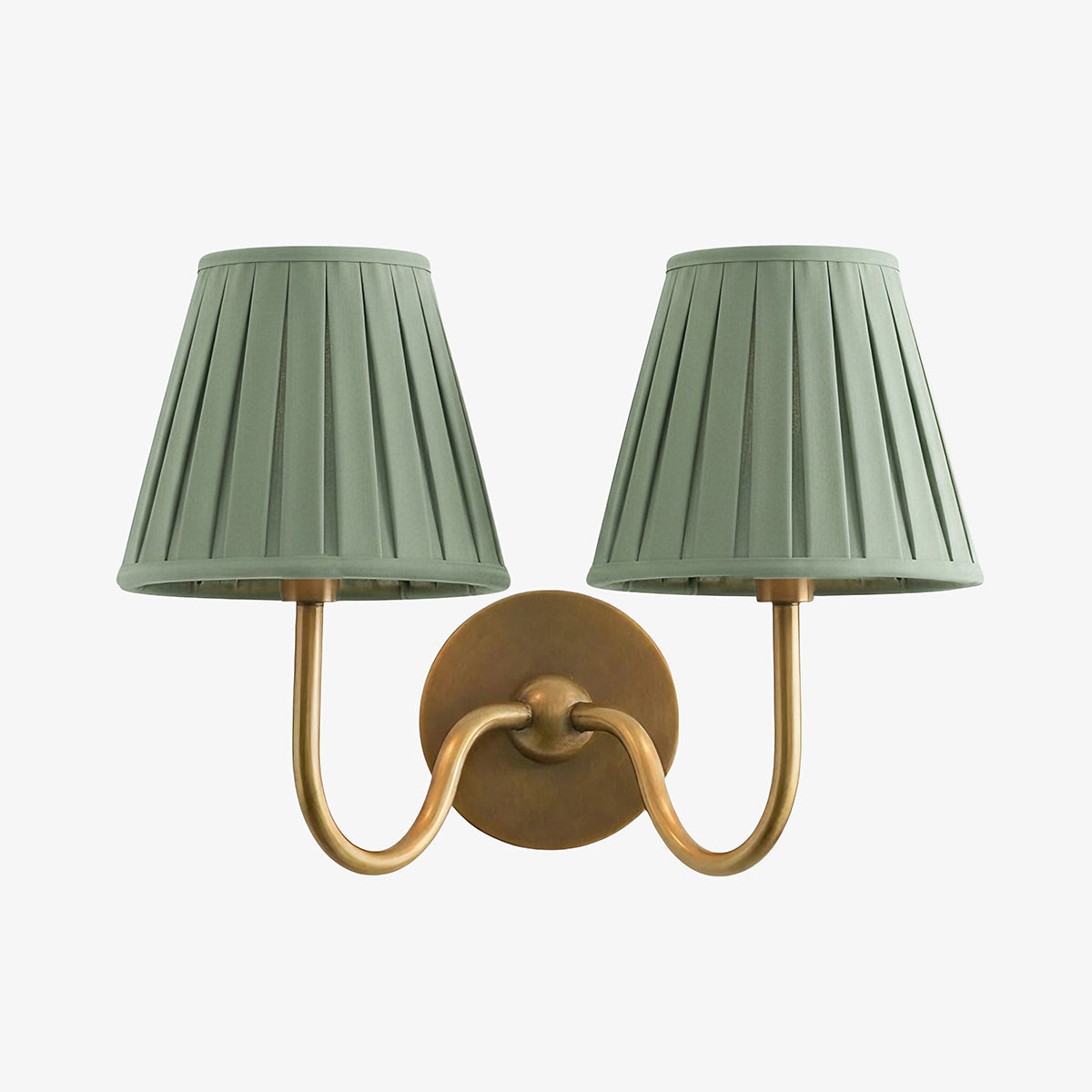 Wall Lamp Traditional with Double Fabric Shade and Curved Arms