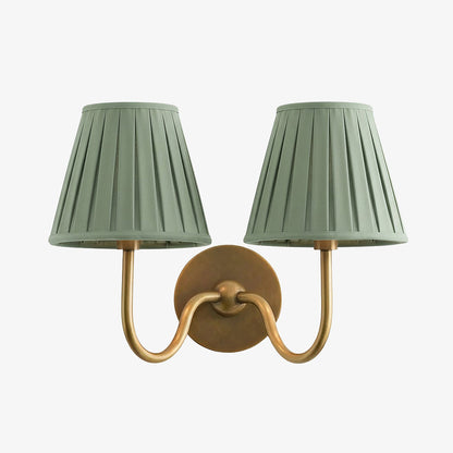 Wall Lamp Traditional with Double Fabric Shade and Curved Arms