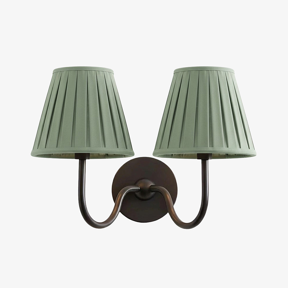 Wall Lamp Traditional with Double Fabric Shade and Curved Arms