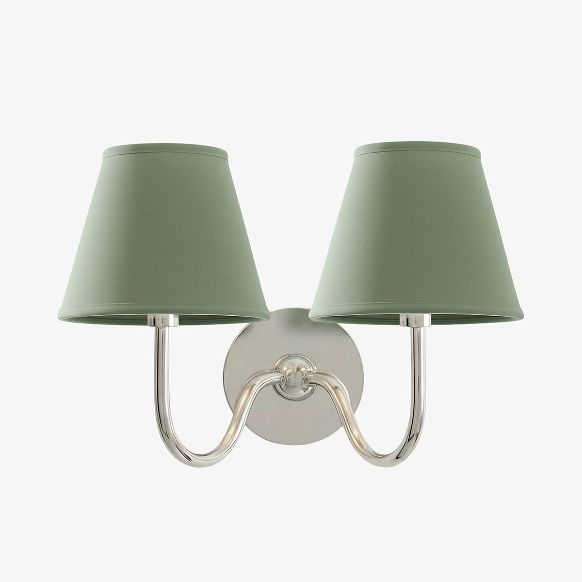 Wall Lamp Traditional with Double Fabric Shade and Curved Arms