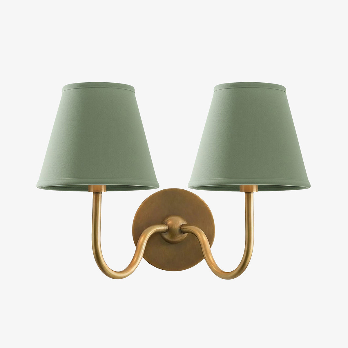 Wall Lamp Traditional with Double Fabric Shade and Curved Arms