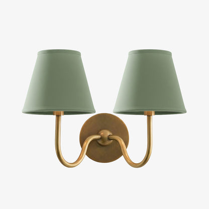 Wall Lamp Traditional with Double Fabric Shade and Curved Arms