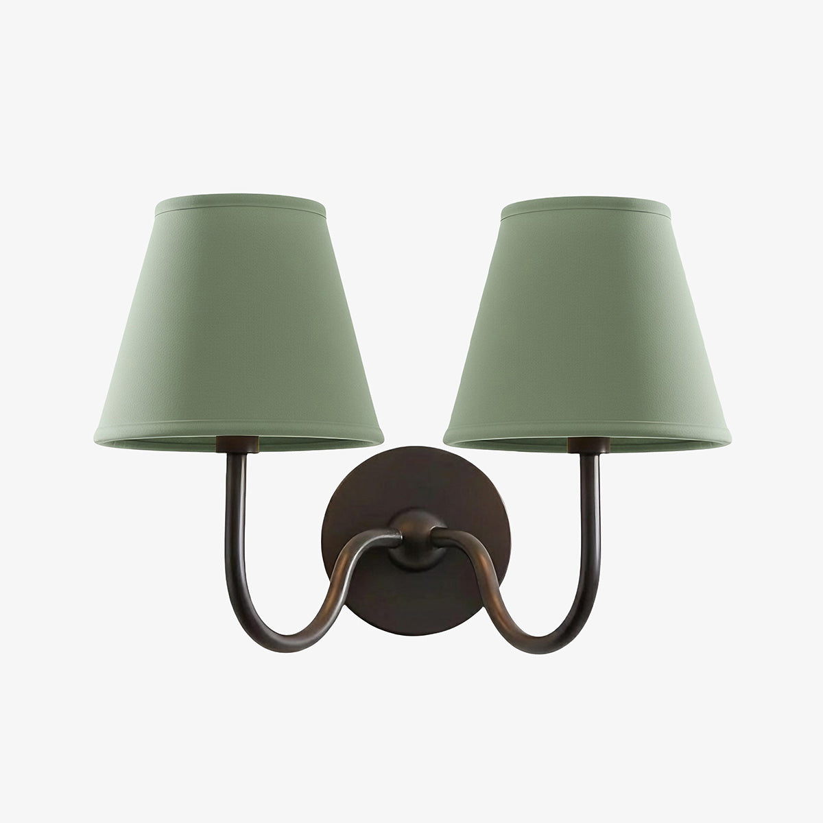 Wall Lamp Traditional with Double Fabric Shade and Curved Arms