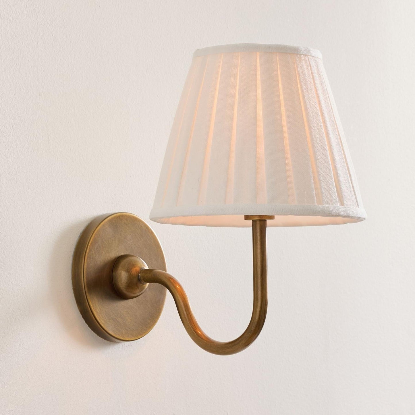Wall Lamp Traditional with Double Fabric Shade and Curved Arms