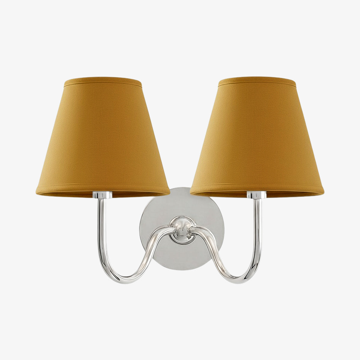 Wall Lamp Traditional with Double Fabric Shade and Curved Arms