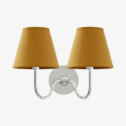 Wall Lamp Traditional with Double Fabric Shade and Curved Arms