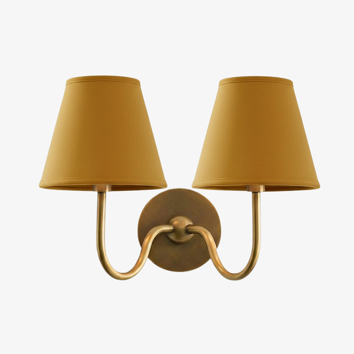 Wall Lamp Traditional with Double Fabric Shade and Curved Arms