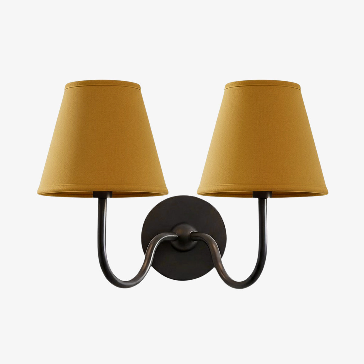 Wall Lamp Traditional with Double Fabric Shade and Curved Arms