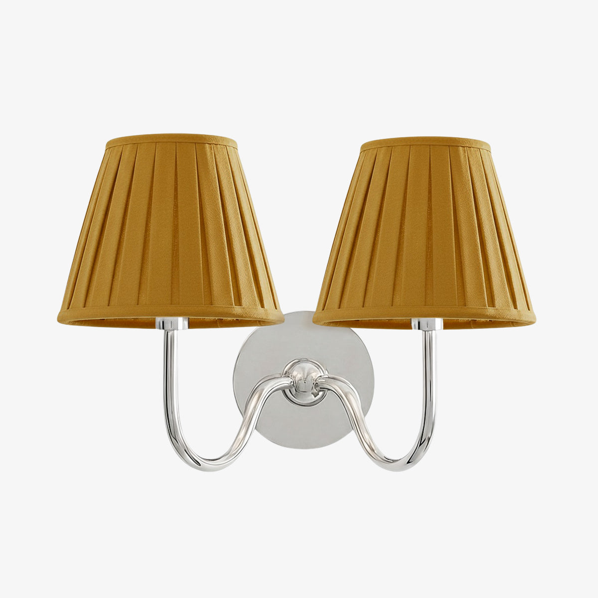 Wall Lamp Traditional with Double Fabric Shade and Curved Arms