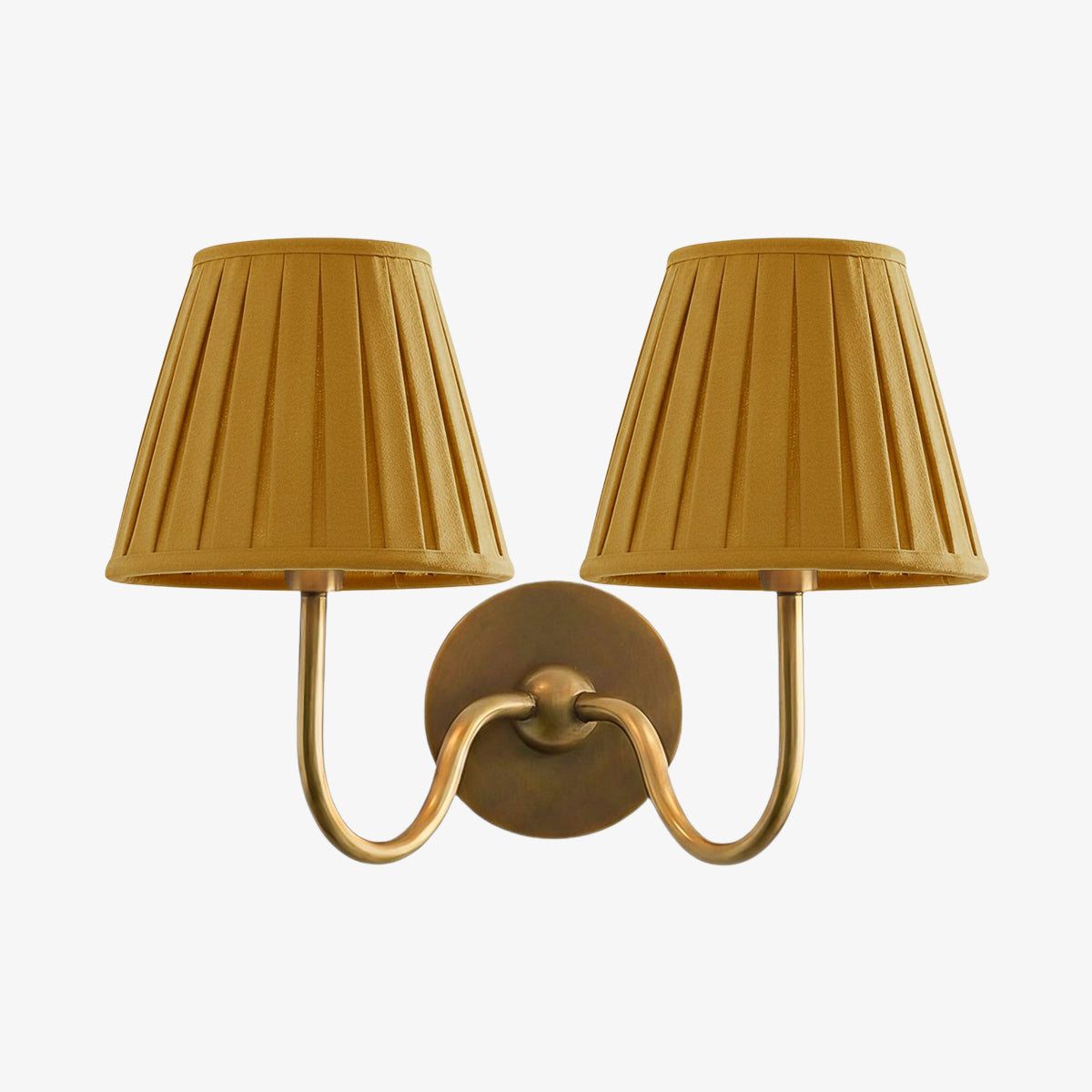 Wall Lamp Traditional with Double Fabric Shade and Curved Arms