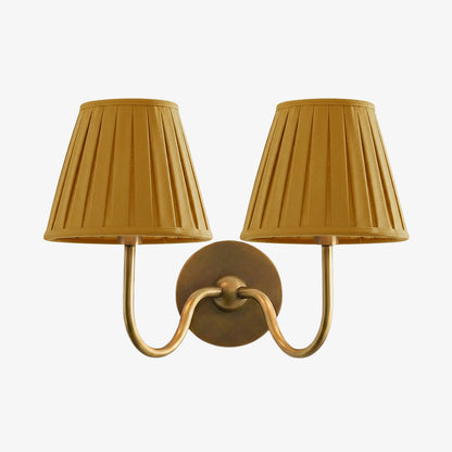 Wall Lamp Traditional with Double Fabric Shade and Curved Arms