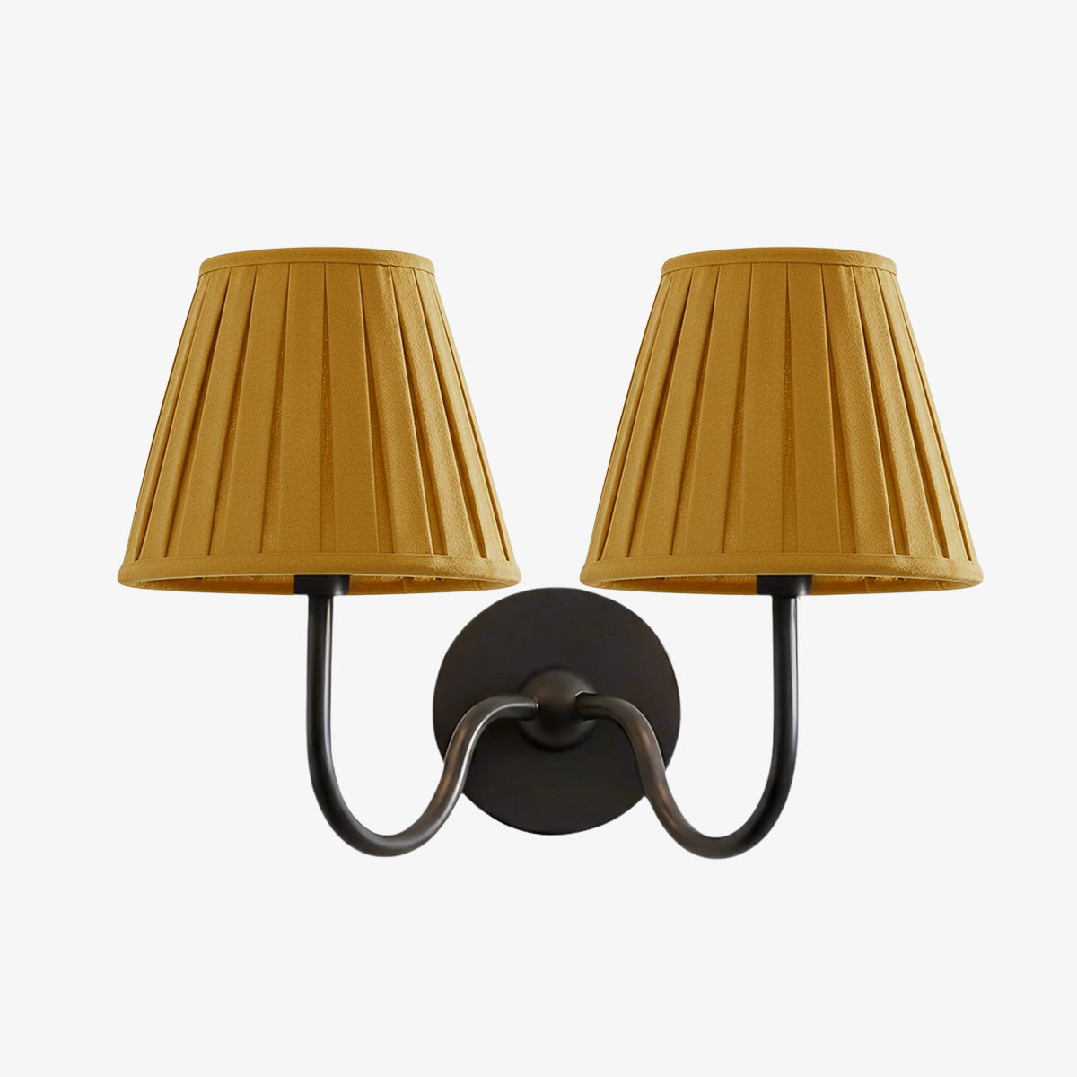 Wall Lamp Traditional with Double Fabric Shade and Curved Arms