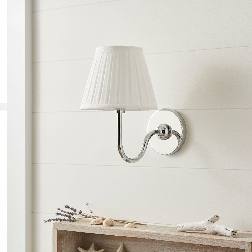 Wall Lamp Traditional with Double Fabric Shade and Curved Arms