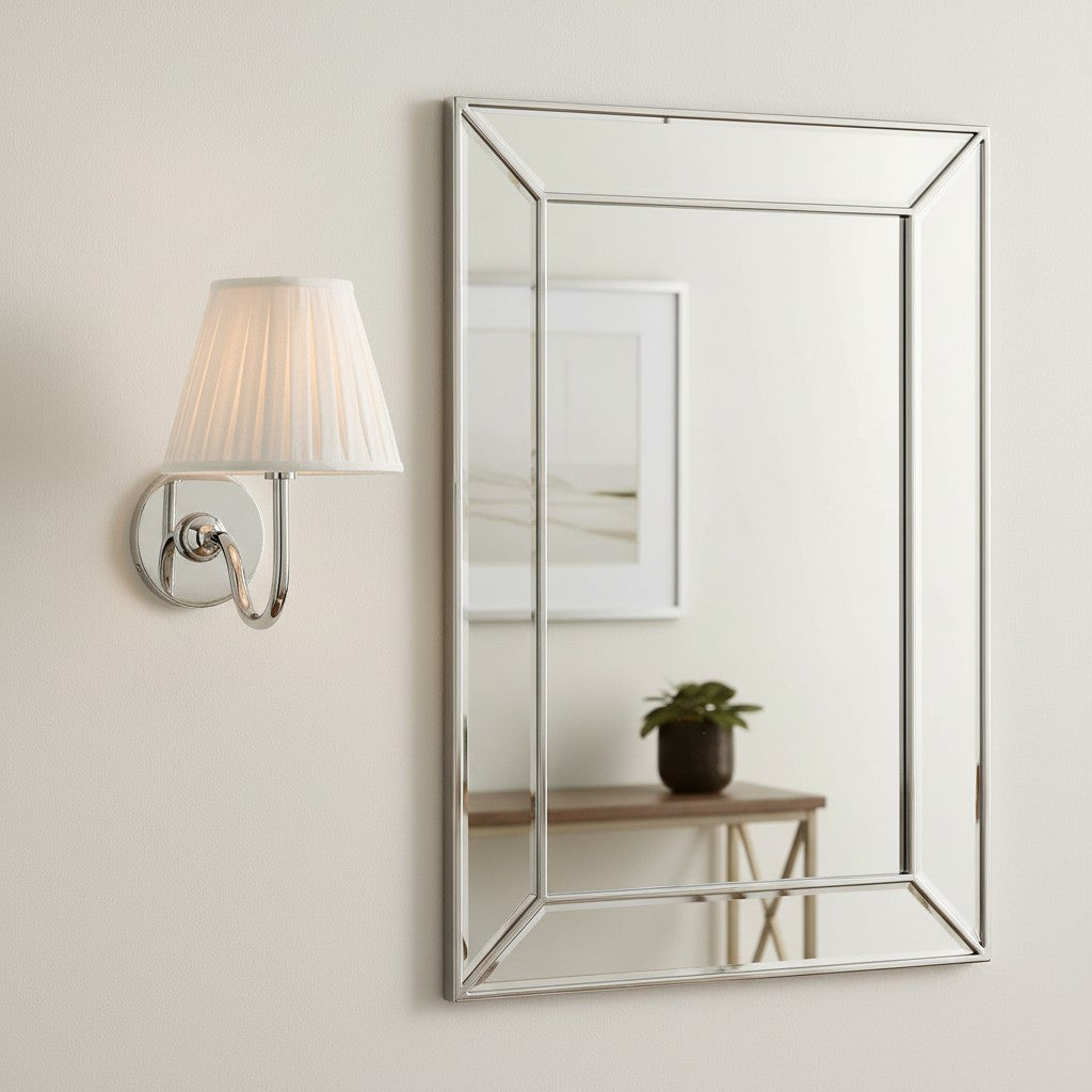 Wall Lamp Traditional with Double Fabric Shade and Curved Arms