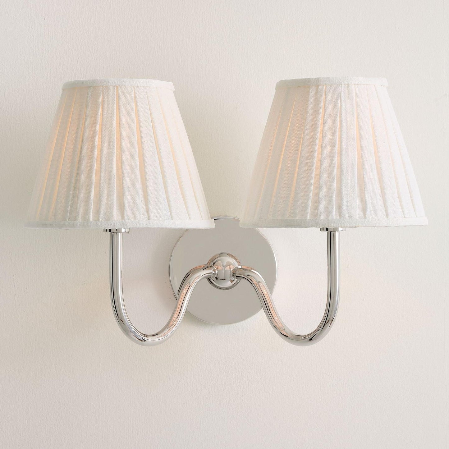 Wall Lamp Traditional with Double Fabric Shade and Curved Arms