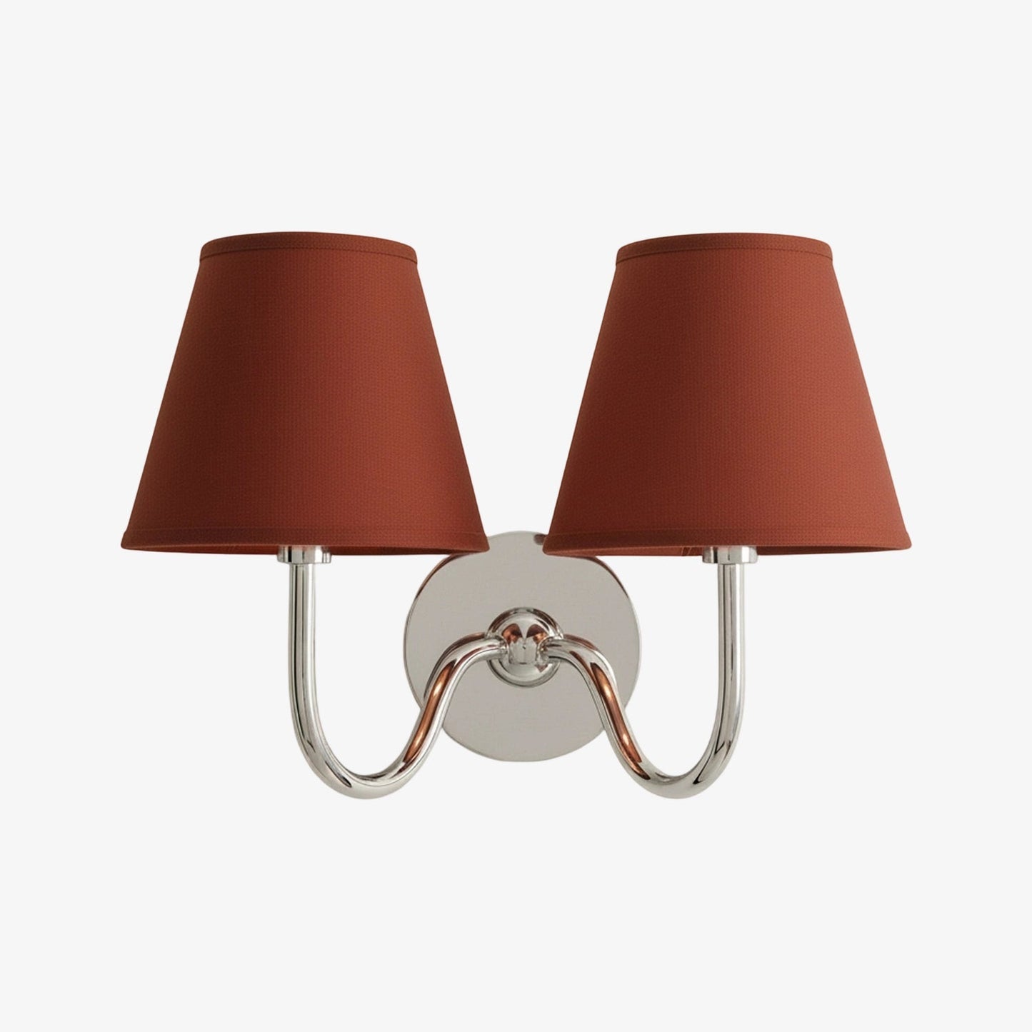 Wall Lamp Traditional with Double Fabric Shade and Curved Arms