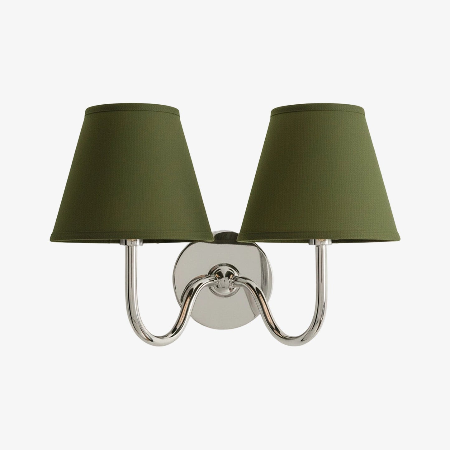 Wall Lamp Traditional with Double Fabric Shade and Curved Arms
