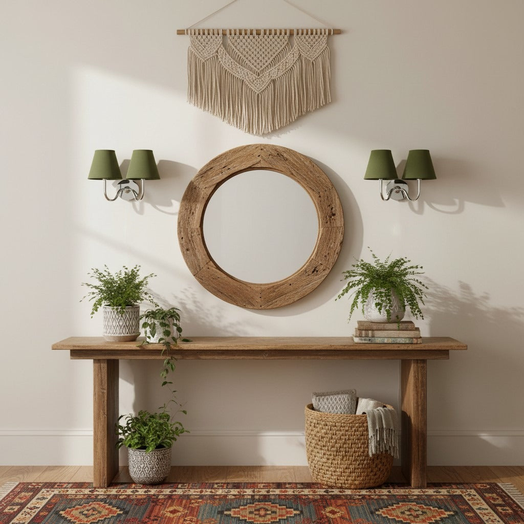 Wall Lamp Traditional with Double Fabric Shade and Curved Arms