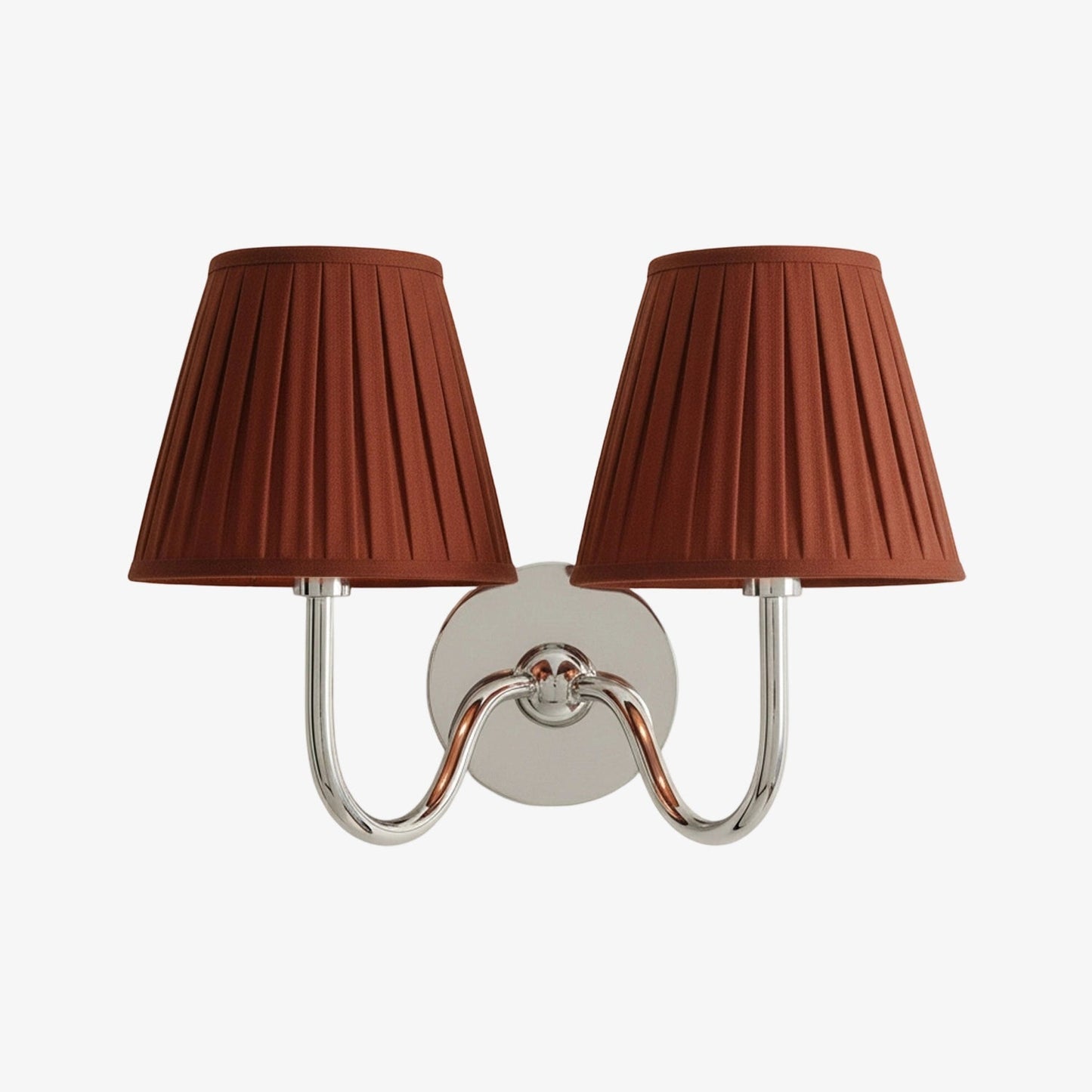 Wall Lamp Traditional with Double Fabric Shade and Curved Arms