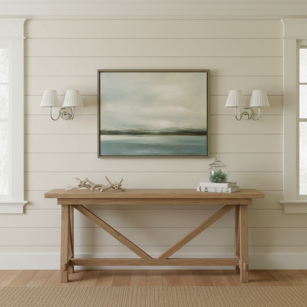 Wall Lamp Traditional with Double Fabric Shade and Curved Arms