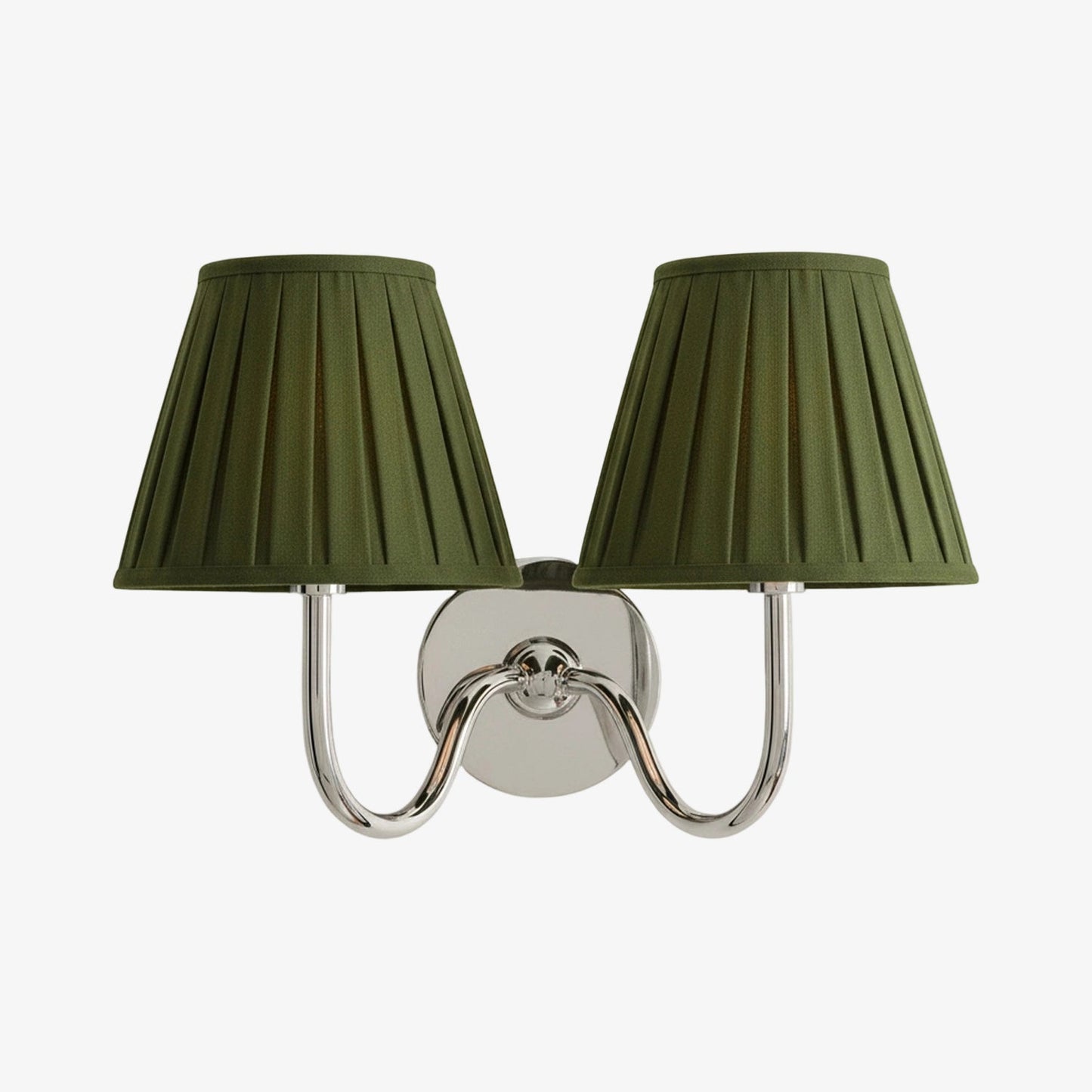 Wall Lamp Traditional with Double Fabric Shade and Curved Arms