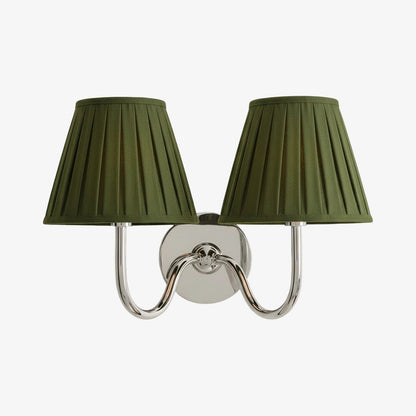 Wall Lamp Traditional with Double Fabric Shade and Curved Arms