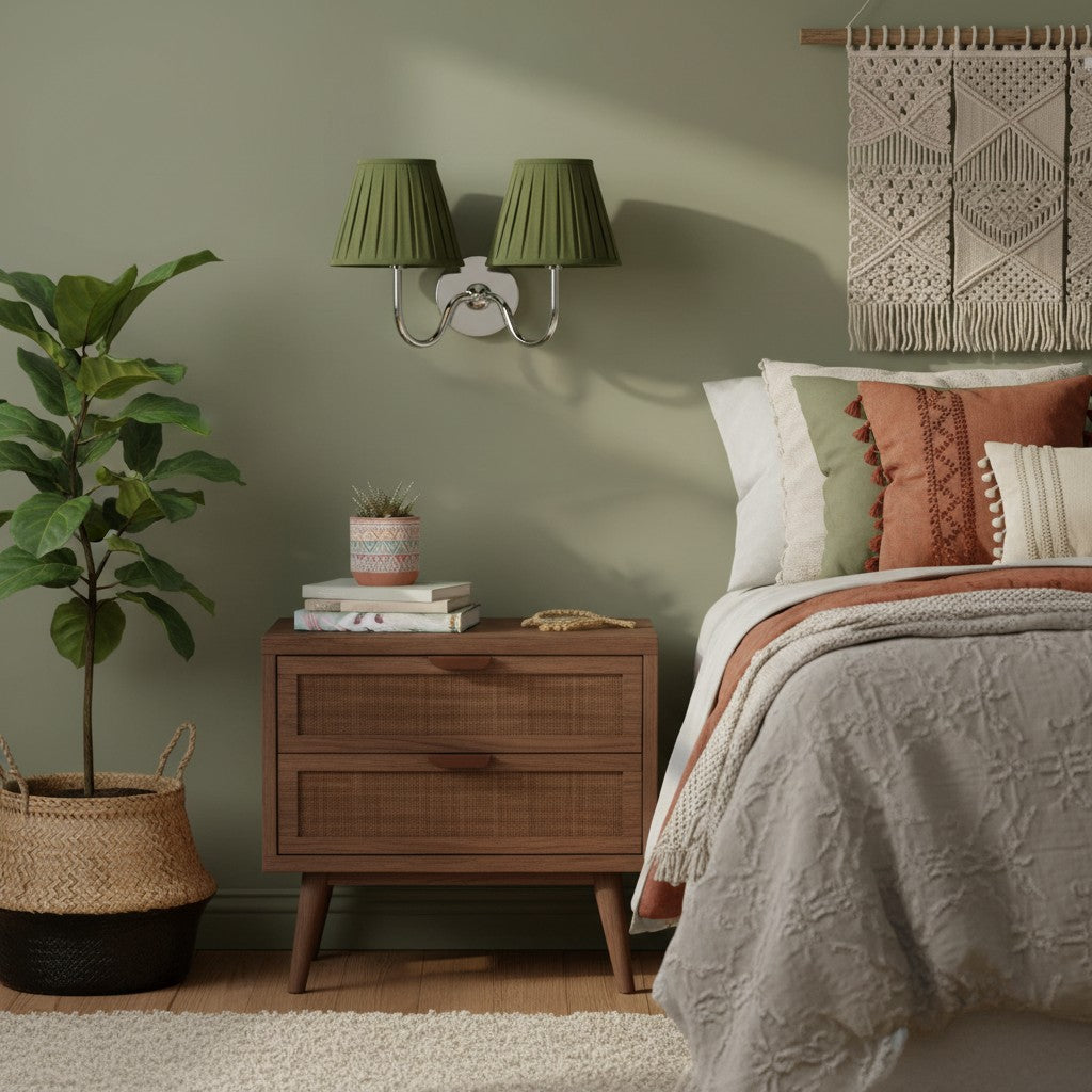 Wall Lamp Traditional with Double Fabric Shade and Curved Arms ##POS:53##