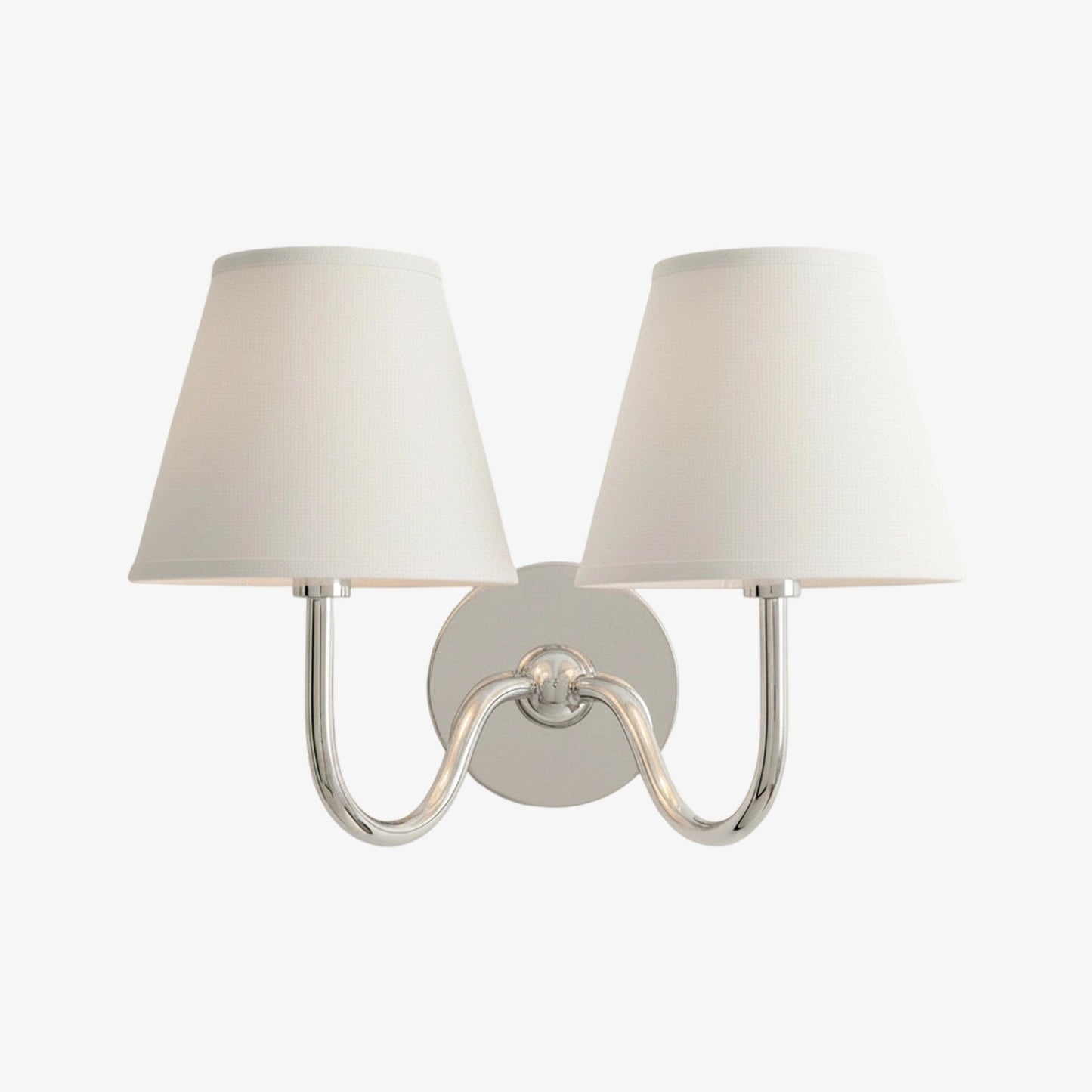 Wall Lamp Traditional with Double Fabric Shade and Curved Arms