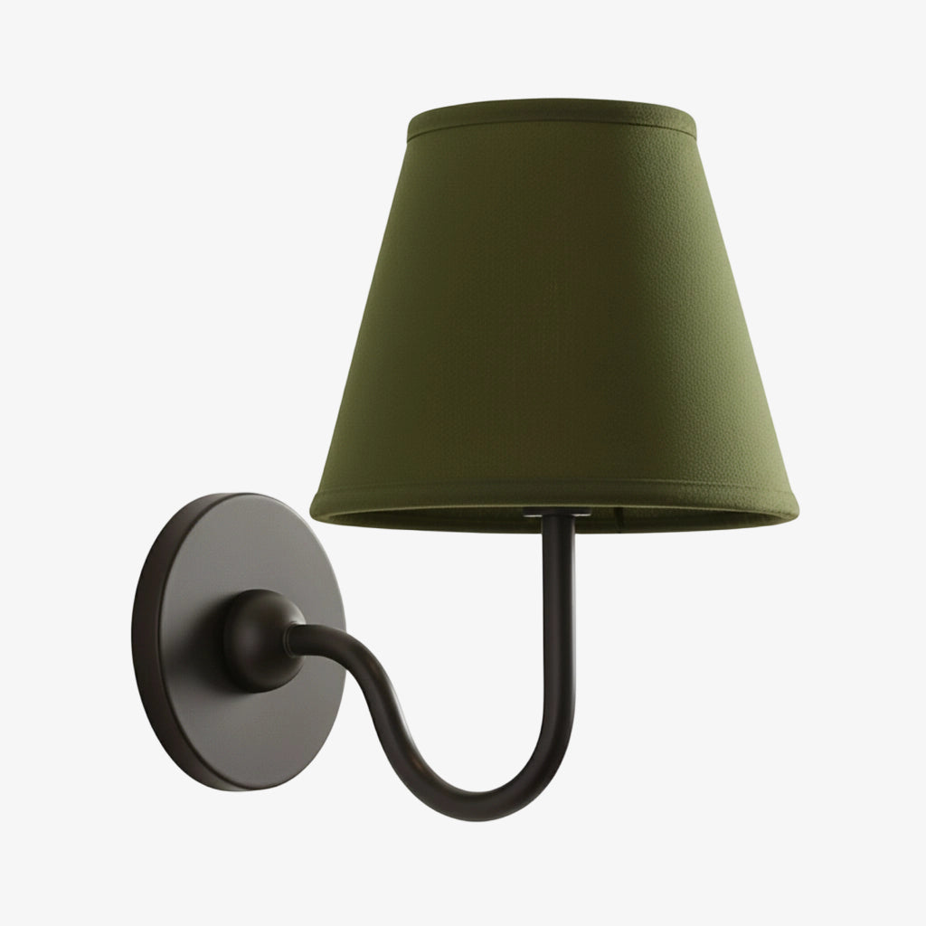 Wall Lamp Traditional with Double Fabric Shade and Curved Arms