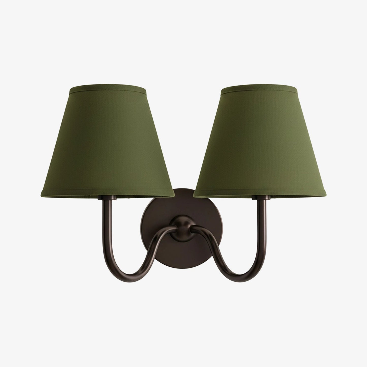 Wall Lamp Traditional with Double Fabric Shade and Curved Arms