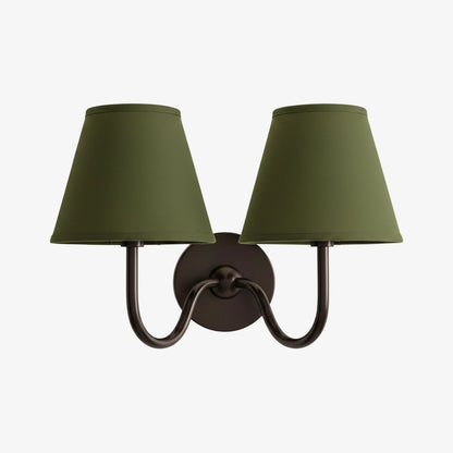 Wall Lamp Traditional with Double Fabric Shade and Curved Arms