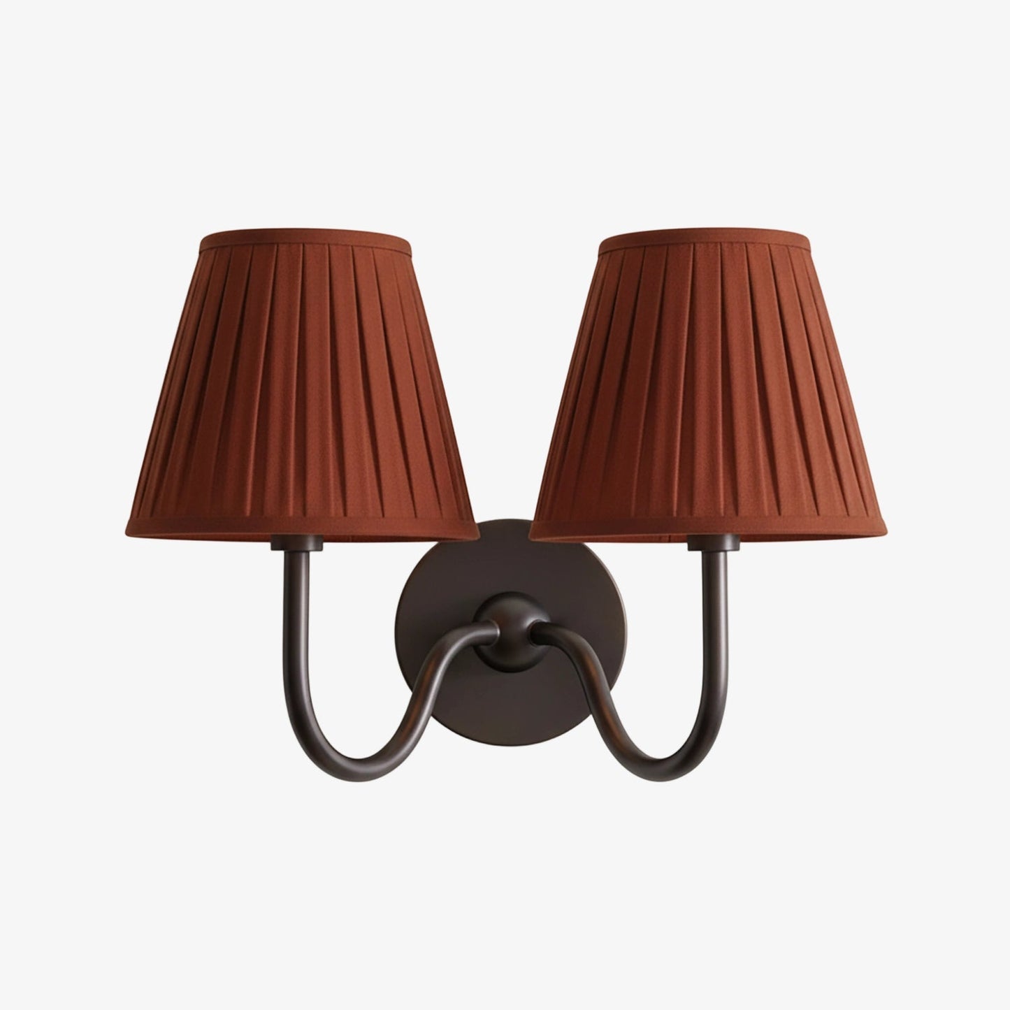 Wall Lamp Traditional with Double Fabric Shade and Curved Arms